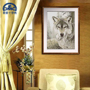 dmc十字绣专卖大幅客厅，大画动物系列精准印花草丛-灰狼