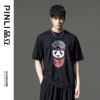 PINLI品立男士纯棉体恤夏季熊猫印花短袖T恤休闲宽松上衣潮牌
