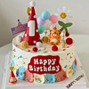 网红生日帽蛋糕装饰红色蓝色，帽子1周岁，宝宝生日插牌插件插旗摆件