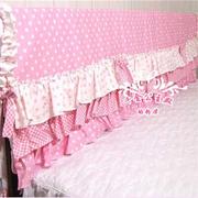 粉红圆点 可爱小公主蛋糕裙式床头罩 三层花边梦T幻紫色床头套盖