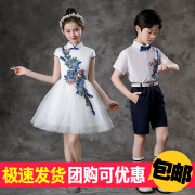 儿童节表演服装中国风大合唱中小学生主持人舞蹈蓬蓬裙纱裙演出服