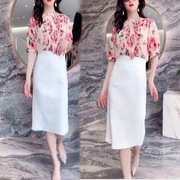 半身裙花衫打底时尚，女装韩版短袖夏季93952023白色
