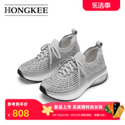 Hongkee/红科休闲鞋2024网面透气女鞋健步鞋妈妈鞋H824F100