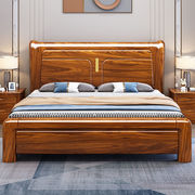 乌金木床快百实木床双人床1.8米木色简约1.5档中式卧室床