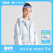 moodytiger女童外套儿童春秋，短款青少年薄款宽松户外运动防风衣服