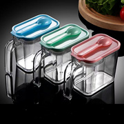 塑料加厚调味料盒套装组合家用厨房，带勺子和勺架盐罐调味料罐方形