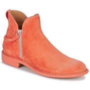 MOMA女靴时尚踝靴低跟侧拉链显瘦时装靴欧美风皮靴橙红色春秋