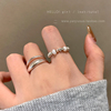 碎银子~双层不规则，开口戒指女小众设计珍珠食指，戒高级感套装指环