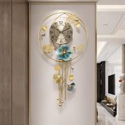 新中式银杏叶挂钟家用挂表客厅创意中式艺术轻奢大气挂墙装饰时钟