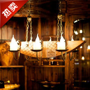 北欧复古个性现代简约餐厅，吊灯漫咖啡厅网咖美式实木铁艺民宿灯