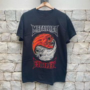 Metallica乐队欧美高街摇滚重金属朋克风火焰骷髅短袖男女潮流T恤