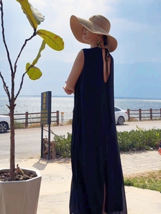 库茵 叭哒不惑 洱海边 时尚气质显瘦宽松女士无袖连衣裙