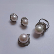 天然淡水珍珠吊坠戒指13-14mm耳钉10-11mm成品套装三生三世系列女