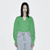 荧光湖绿韩国小众设计感开衫毛衣针织衫拼接针织衫短款小个子