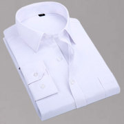 中老年人衬衫男长袖夏季商务休闲条纹正装职业白寸衫中年免烫衬衣