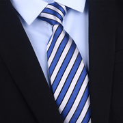 8厘米真丝蓝白条纹领带桑蚕丝男士领带 真丝领带衬衫衬衣领带服饰
