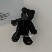 韩国ins小众设计立体黑色小熊手机伸缩支架可爱百搭通用桌面旋转