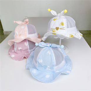 婴儿帽子春秋夏季薄款遮阳防晒渔夫帽男女宝宝，幼儿3-6个月儿童帽