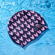 洲克泳帽硅胶防水护发护耳防滑女士不勒头长发专用印花游泳训练帽