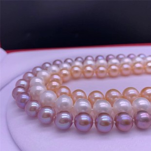 纯天然淡水珍珠项链，10-11mm圆形白色，强光送妈妈婆婆