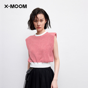 商场同款x--moom2023夏季镂空条纹冰麻无袖针织套头衫女