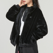 阿迪达斯黑色立领夹克，女2024夏季毛皮保暖运动休闲外套ip7044