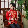儿童亲子唐装红色拜年服中式花童礼服中国风绸缎秀禾服男童中山装