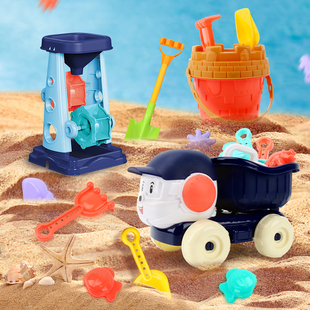 儿童沙滩玩具套装推车挖沙铲子和桶，工具海边玩沙子决明子宝宝沙漏