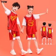 小学生篮球服套装女童短袖，假两件球衣篮球球衣定制比赛训练服班服