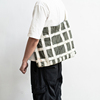 日本PUEBCO复古格子拼接环保布袋购物袋大容量帆布包腋下差包