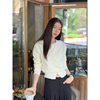 Halo Luu白色针织开衫女秋冬毛衣韩版设计感修身气质短款上衣