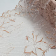 1米23厘米宽 柔软金色亮线白色弹力蕾丝花边内衣连衣裙婚纱装饰
