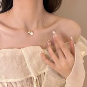 镀真金珍珠贝壳项链轻奢小众设计感吊坠，高级感气质时尚锁骨链颈链