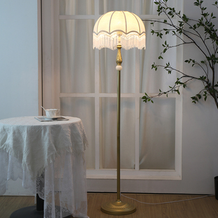 法式田园复古客厅落地灯，设计感沙发灯具，床头中古流苏书房立式台灯