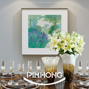 pinhong餐厅装饰画抽象花卉客厅有框画小清新卧室，挂画书房办公室