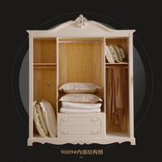 尊范欧式衣柜法式木质衣柜，四门大衣柜卧室家具，法式收纳衣柜四门衣