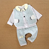0一1岁男宝宝春装6个月12女婴儿衣服3纯棉季分体(季分体)秋款马甲三件套装
