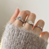 小众设计感锆石纹理质感，s925纯银戒指，女款个性时尚星星食指戒极简