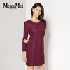 玫而美品牌时尚，蕾丝气质紫色连衣裙，女中长款羊毛连身裙mdlq68200