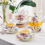 英式高档陶瓷玻璃花茶具套装轻奢客厅家用耐热水果花茶壶加热蜡烛