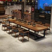 实木铁艺餐桌椅组合工业风复古主题餐厅酒吧，咖啡厅商用长方形餐桌