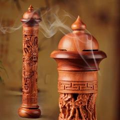庭野堂实木质线龙柱立式线香炉木质香炉仿古室内檀香炉红木线香座