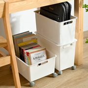 桌下书本收纳盒带滑轮书包可移动书箱装放书籍，工位收纳书本收纳架