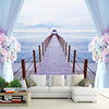 清新海边码头长桥地中海风格，背景墙电视沙发，背景卧室客厅墙纸壁画