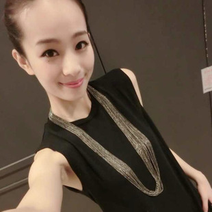 韩国时尚百搭流苏毛衣链多层链条长款项链秋冬衣服装配饰品女