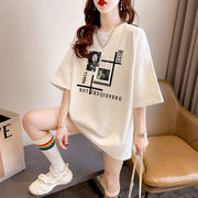 大码女装韩版短袖学生t恤中长款ins风夏装体恤衫气质个性时尚