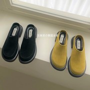 玉珠贤の韩国女鞋2023时尚黄色包头半拖鞋低跟厚底百搭懒人鞋