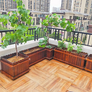 防腐木花箱碳化实木花盆户w外花槽庭院种植箱大号长方形阳台种
