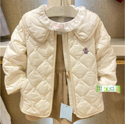 春秋冬婴童款围尼小熊女童装压格夹棉外套，保暖棉服品质
