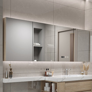 定制浴室镜柜实木镜箱挂墙式智能，镜柜单独浴室镜子收纳柜储物镜子